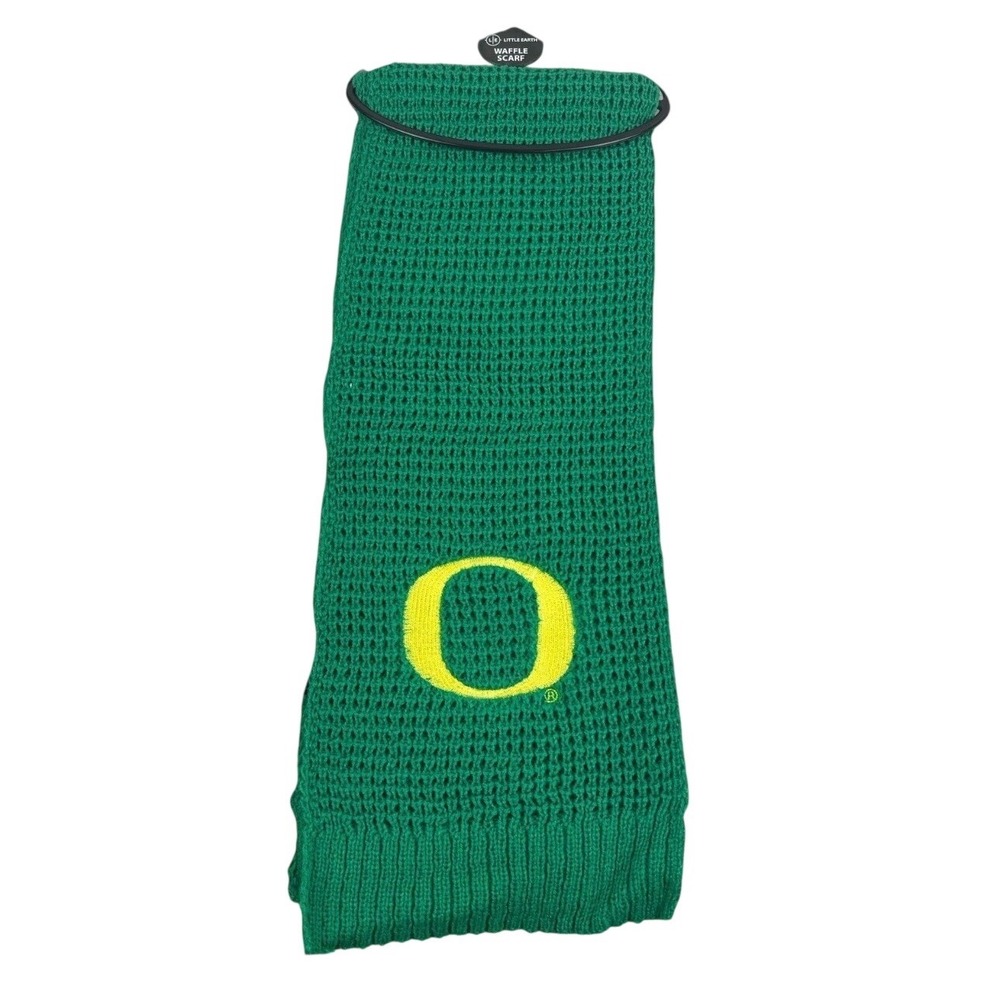 Little Earth‎ Oregon Ducks Scarf Unisex OS Green Waffle Knit Embroidered Logo